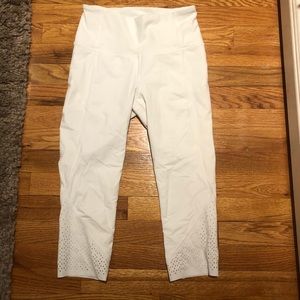 High waisted white cropped lulu leggings
